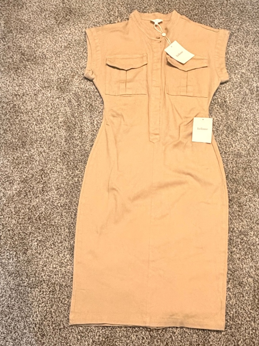 NWT BOHME Midi Dress in tan Women's Size S New with tag